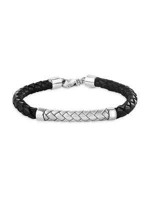 Men's 925 Sterling Silver Cable Bracelet - Black
