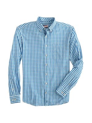 Men's Abner Checked Cotton-Blend Shirt - Ocean Side - Size Small - Ocean Side - Size Small