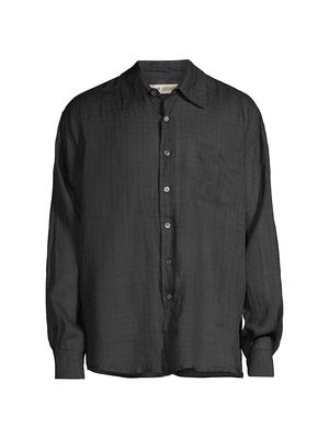 Men's Above Button-Front Shirt - Night Check - Size 38