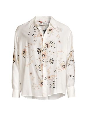 Men's Above Floral Cotton-Silk Shirt - Eastern Flower Print - Size 36