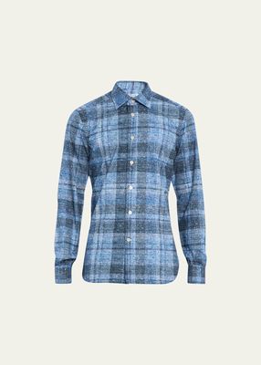 Men's Abstract Large Check Sport Shirt