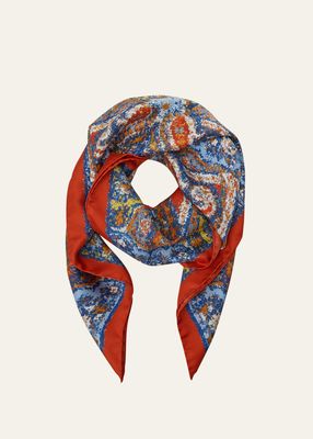 Men's Abstract-Print Foulard Silk Scarf