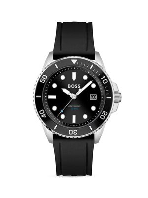 Men's Ace Silicone Strap Watch - Black - Black