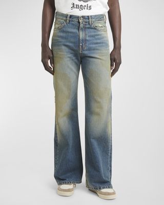 Men's Acid Wash Denim Bootcut Jeans