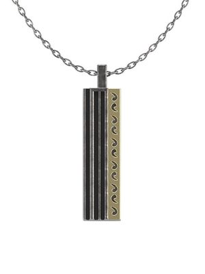 Men's Acies Mixed Metal Bar Pendant Necklace - Black - Black