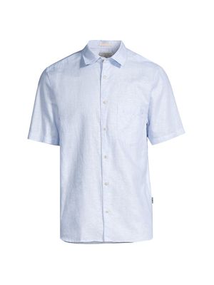 Men's Addle Linen Short-Sleeve Shirt - Light Blue - Size Large - Light Blue - Size Large