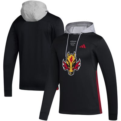 Men's adidas Black Calgary Flames Refresh Skate Lace AEROREADY Pullover Hoodie