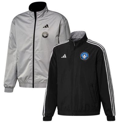 Men's adidas Black/Gray CF Montreal 2023 On-Field Anthem Full-Zip Reversible Team Jacket