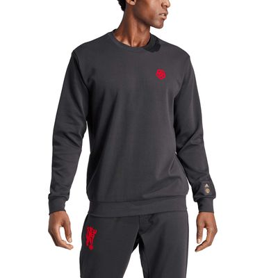 Men's adidas Black Manchester United Cultural Story Pullover Sweatshirt