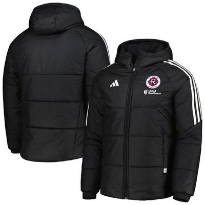 Men's adidas Black New England Revolution Winter Raglan Full-Zip Hoodie Jacket