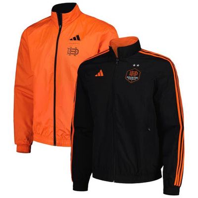 Men's adidas Black/Orange Houston Dynamo FC 2023 On-Field Anthem Full-Zip Reversible Team Jacket