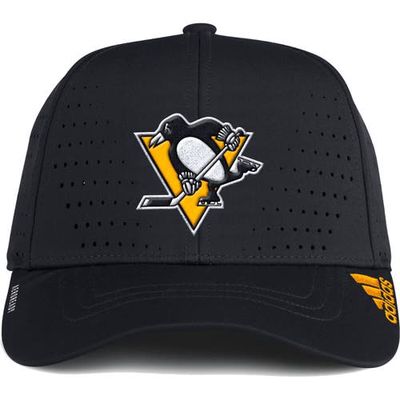 Men's adidas Black Pittsburgh Penguins Laser Perforated AEROREADY Adjustable Hat