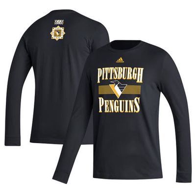 Men's adidas Black Pittsburgh Penguins Reverse Retro 2.0 Fresh Playmaker Long Sleeve T-Shirt