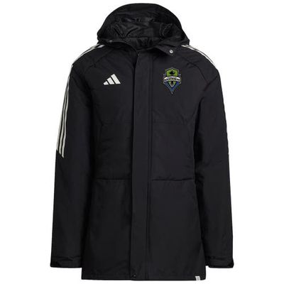 Men's adidas Black Seattle Sounders FC Stadium Parka Raglan Full-Zip Hoodie Jacket