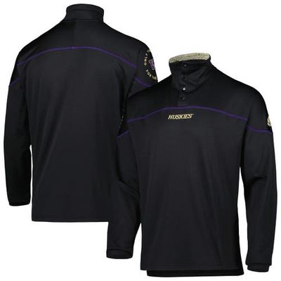 Men's adidas Black Washington Huskies AEROREADY Knit Quarter-Snap Jacket