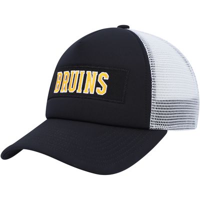 Men's adidas Black/White Boston Bruins Team Plate Trucker Snapback Hat