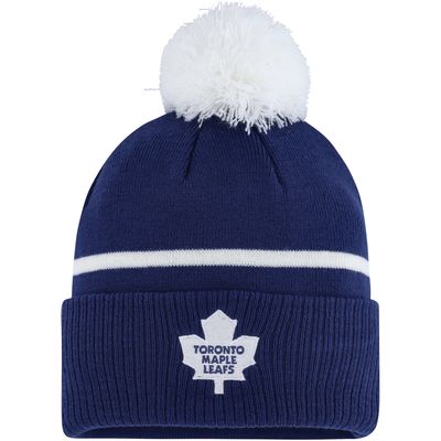 Men's adidas Blue Toronto Maple Leafs Team Classics Striped Cuffed Knit Hat with Pom