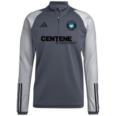 Men's adidas Gray Charlotte FC 2023 On-Field AEROREADY Quarter-Zip Training Top