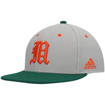 Men's adidas Gray Miami Hurricanes On-Field Baseball Fitted Hat