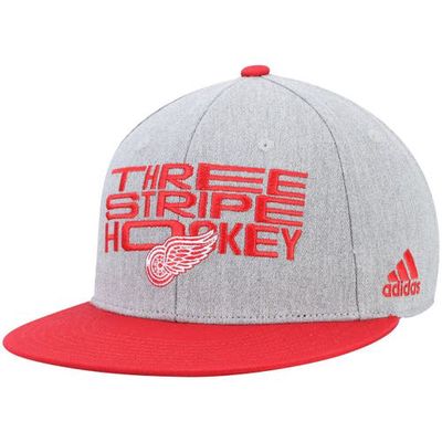 Men's adidas Gray/Red Detroit Red Wings Three Stripe Hockey Adjustable Hat