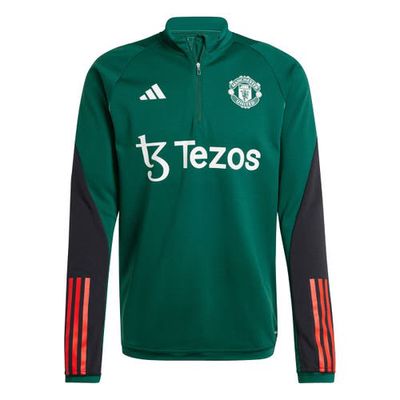 Men's adidas Green Manchester United AEROREADY Raglan Quarter-Zip Training Top