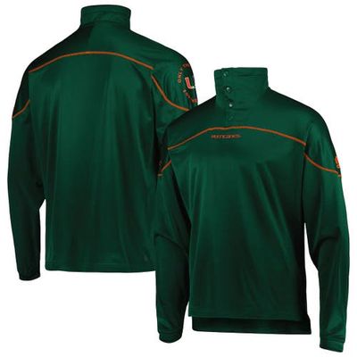 Men's adidas Green Miami Hurricanes AEROREADY Knit Quarter-Snap Jacket