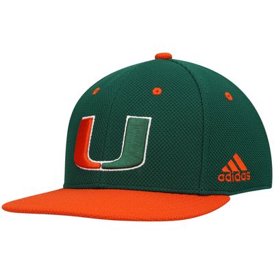 Men's adidas Green Miami Hurricanes On-Field Baseball Fitted Hat