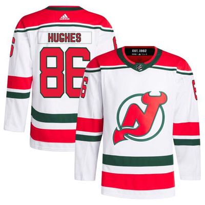 Men's adidas Jack Hughes White New Jersey Devils 2022/23 Heritage Primegreen Authentic Pro Jersey
