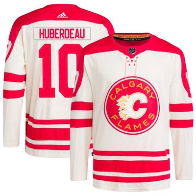 Men's adidas Jonathan Huberdeau Cream Calgary Flames 2023 NHL Heritage Classic Primegreen Authentic Player Jersey
