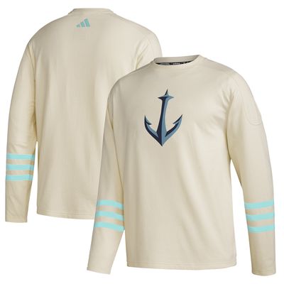 Men's adidas Khaki Seattle Kraken AEROREADY Pullover Sweater