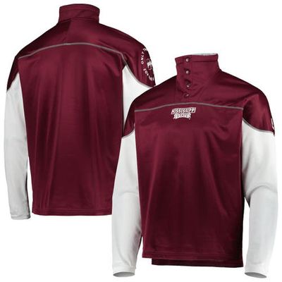 Men's adidas Maroon Mississippi State Bulldogs AEROREADY Knit Quarter-Snap Jacket