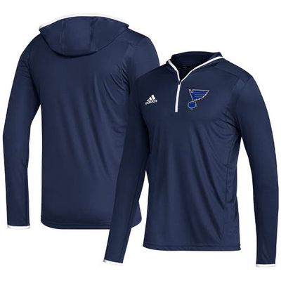 Men's adidas Navy St. Louis Blues Team Long Sleeve Quarter-Zip Hoodie T-Shirt