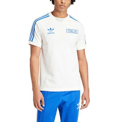 Men's adidas Originals Cream Italy National Team Raglan Three-Stripe T-Shirt in White