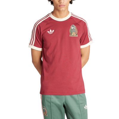 Men's adidas Originals Maroon Mexico National Team Raglan Three-Stripe T-Shirt