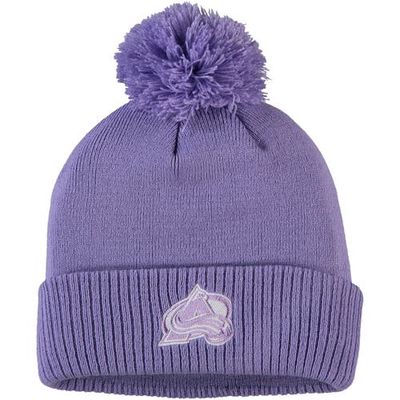 Men's adidas Purple Colorado Avalanche 2022 Hockey Fights Cancer Cuffed Knit Hat with Pom