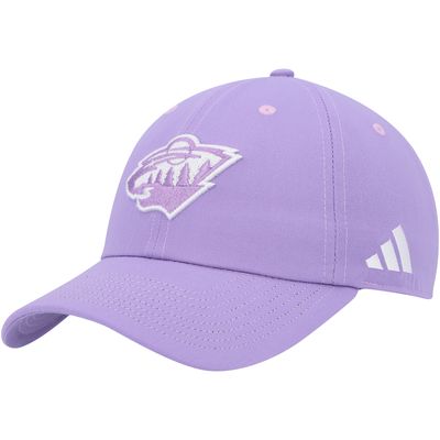 Men's adidas Purple Minnesota Wild 2022 Hockey Fights Cancer Slouch Adjustable Hat