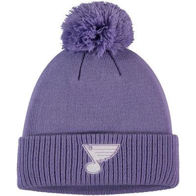 Men's adidas Purple St. Louis Blues 2022 Hockey Fights Cancer Cuffed Knit Hat with Pom