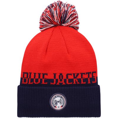 Men's adidas Red/Navy Columbus Blue Jackets COLD. RDY Cuffed Knit Hat with Pom