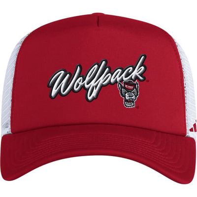 Men's adidas Red NC State Wolfpack Script Trucker Adjustable Hat