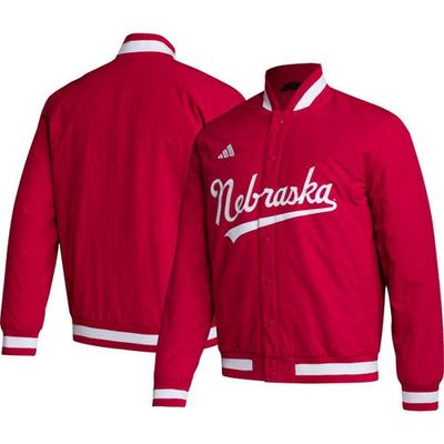Men's adidas Red Scarlet Huskers Baseball Coaches Full-Snap Jacket
