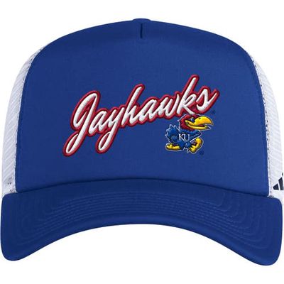 Men's adidas Royal Kansas Jayhawks Script Trucker Snapback Hat