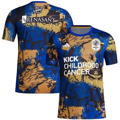 Men's adidas Royal Nashville SC 2023 MLS Works Kick Childhood Cancer x Marvel Pre-Match Top