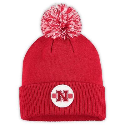 Men's adidas Scarlet Nebraska Huskers Sideline Coaches Cuffed Knit Hat with Pom