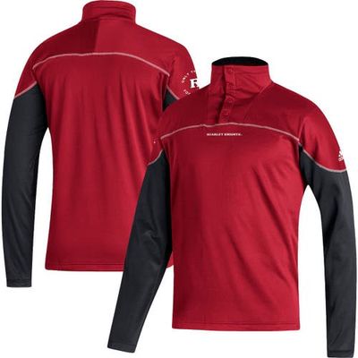Men's adidas Scarlet Rutgers Scarlet Knights AEROREADY Knit Quarter-Snap Jacket