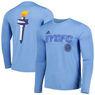 Men's adidas Sky Blue New York City FC Jersey Hook AEROREADY Long Sleeve T-Shirt in Light Blue