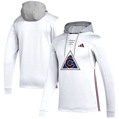 Men's adidas White Colorado Avalanche Refresh Skate Lace AEROREADY Pullover Hoodie