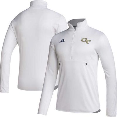 Men's adidas White Georgia Tech Yellow Jackets 2023 Sideline AEROREADY Half-Zip Top