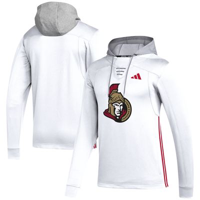 Men's adidas White Ottawa Senators Refresh Skate Lace AEROREADY Pullover Hoodie