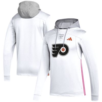 Men's adidas White Philadelphia Flyers Refresh Skate Lace AEROREADY Pullover Hoodie