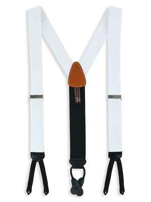 Men's Adjustable Elastic Suspenders - White - White